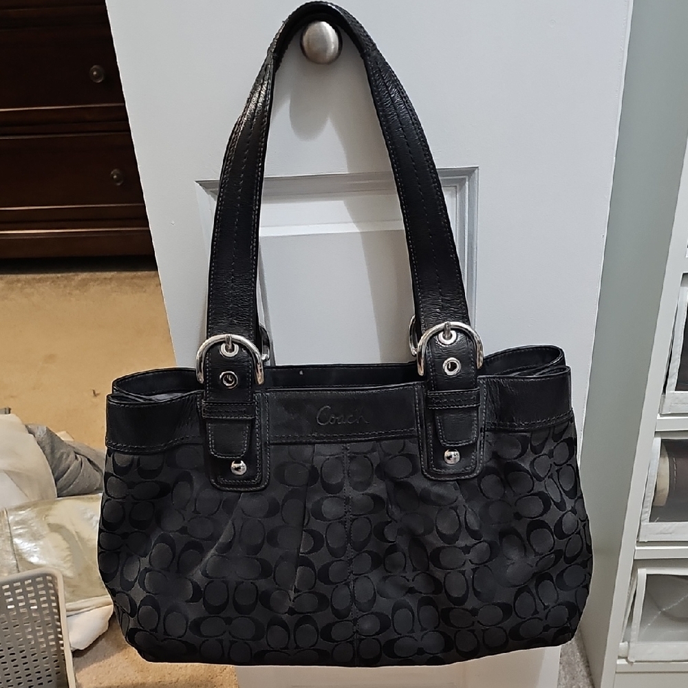Coach Black Quilted Shoulder Bag with Silver Hardware
